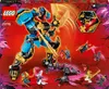 The back of a LEGO Ninjago Samurai-X-Mech set box, showing the assembled toy and minifigures in action poses. Voir les images du produit
