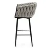A side view of a gray bar stool with a braided seat and black legs, isolated on a white background. Produktbild-Vorschau