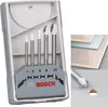 A set of Bosch drill bits for ceramic and glass, shown in a case and with examples of materials they can be used on. Podgląd zdjęcia produktu
