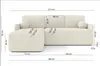 A diagram showing the dimensions of a beige sectional sofa. Produktbild-Vorschau