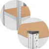 Close-up views of a metal storage rack with brown shelves and black corner protectors. Produktbild-Vorschau