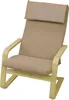 A beige cushion set for a chair, with a light wood frame, is shown against a white background. Produktbild-Vorschau