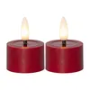 Two red LED candles with a 3D flame effect are shown against a white background. Produktbild-Vorschau