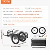 A product information card and images of a bicycle trailer and its components. Produktbild-Vorschau