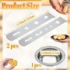 A collage of images showing cookie cutters, cookies, and a hand holding a cookie press attachment. Produktbild-Vorschau