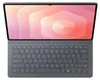 A top-down view of an open tablet with a keyboard attached, displaying a colorful abstract wallpaper on its screen. Produktbild-Vorschau