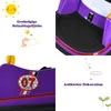 A collage of images showing different parts and decorative elements of a purple ride-on car. Náhľad obrázku produktu
