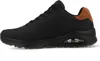 A side view of a black Skechers sneaker with brown accents. Produktbild-Vorschau