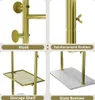 A collage of four close-up images showing details of a gold coat rack. Produktbild-Vorschau