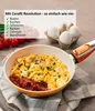 A frying pan with scrambled eggs and bacon, next to a carton of eggs and a list of cooking methods. Produktbild-Vorschau