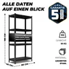 ALL Premium Metallregal Schwarz Schwerlastregal 180x90x40cm Produktbild-Vorschau 6