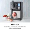 A Klarstein ice cream machine is shown with ingredients and finished products, along with descriptive text. Produktbild-Vorschau