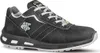 A studio shot of a black safety shoe. Voir les images du produit