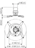 Technical drawing with dimensions of a projector ceiling mount. Podgląd zdjęcia produktu
