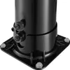 A close-up view of the base of a black outdoor shower, showing its mounting plate and a connection point. Náhled obrázku produktu