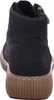 The back view of a black Rieker women's boot with a brown sole. Produktbild-Vorschau