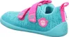 A single turquoise and pink child's shoe is shown against a white background. Produktbild-Vorschau