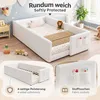 Babybed 90 x 200 cm, laag bed met kussentop en zijvak, wit Productafbeelding-voorbeeld 4