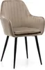 A single beige upholstered chair with black legs on a white background. Produktbild-Vorschau