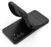 A black phone case is being fitted onto a black smartphone. Produktbild-Vorschau