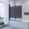 Duschabtrennungen Glas Badewanne schwarz 120x140cm 2 teilig Produktbild-Vorschau 1