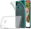 A clear phone case is shown in front of a phone with a stylized illustration on its screen. Produktbild-Vorschau