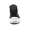 A front view of a black high-top sneaker with white laces and a white sole. Produktbild-Vorschau