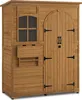 A wooden garden shed with a window and double doors. Produktbild-Vorschau