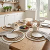 6er Set Boho Platzset Rattan Natur Weiß 29cm - rundes Produktbild-Vorschau 4