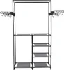 vidaXL Vešiak na kabáty z ocele a vlny 87x44x158 cm čierny Náhľad obrázku produktu 1