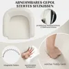 Close-up views of a white armchair's features, including its removable cushion, integrated springs, comfortable foam, and soft teddy fabric. Produktbild-Vorschau