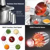 A collage of images showcasing a food chopper, its features, and ingredients. Produktbild-Vorschau