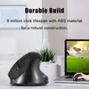 A vertical mouse is shown on a desk next to a laptop displaying a dog running. Produktbild-Vorschau