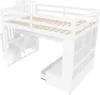 Sweiko Lit mezzanine 140x200 avec bureau et étagères, deux Voir les images du produit 11