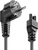 deleyCON 2m Netzkabel Stromkabel Typ F auf C5 (Nylon Kabel) Produktbild-Vorschau 3