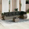 Design 7-tlg. Garten-Sofagarnitur mit Kissen Grau Poly Produktbild-Vorschau 1