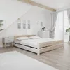 A bedroom scene with a bed, nightstand, and dresser. Podgląd zdjęcia produktu