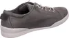 A side view of a gray sneaker with white laces and a white sole. Produktbild-Vorschau