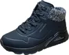 A studio shot of a black Skechers high-top sneaker. Voir les images du produit