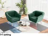 Two green velvet armchairs are placed in a living room setting with a coffee table and plants. Produktbild-Vorschau