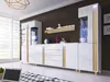 Wandschrank Marco 6 Wohnzimmermöbel Set + Led (Weiss/Holz) Produktbild-Vorschau 1