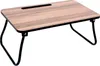 A portable laptop table with a wood-grain surface and black foldable legs. Produktbild-Vorschau