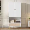 Merax Drehtürenschrank Kleiderschrank mit Rattan-Schublade, Produktbild-Vorschau 2