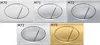 A collage of five different toilet flush plates, each labeled with a model number (M70, M71, M72, M73, M75) and showing a silver or gold finish. Produktbild-Vorschau