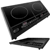 A black induction cooktop with two burners is shown against a white background. Voir les images du produit
