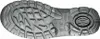 The image shows the sole of a black shoe, highlighting its tread pattern and branding. Produktbild-Vorschau
