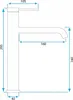 A technical drawing of a faucet with dimensions indicated. Anteprima dell’immagine prodotto