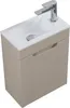 A close-up, high-angle view of a small bathroom vanity set. Produktbild-Vorschau