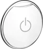 A close-up, studio shot of a circular, white electronic device with a power button symbol. Produktbild-Vorschau