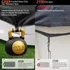 Comparison of two different fabric types for a pool cover, highlighting the durability of the 420D fabric with a weight demonstration and the weakness of the 210D fabric. Náhľad obrázku produktu